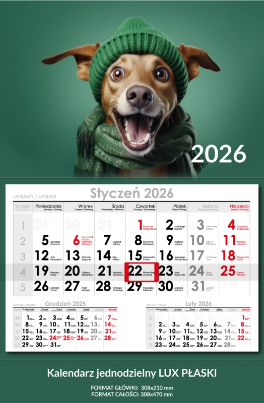 Jednodzielny Lux Płaski